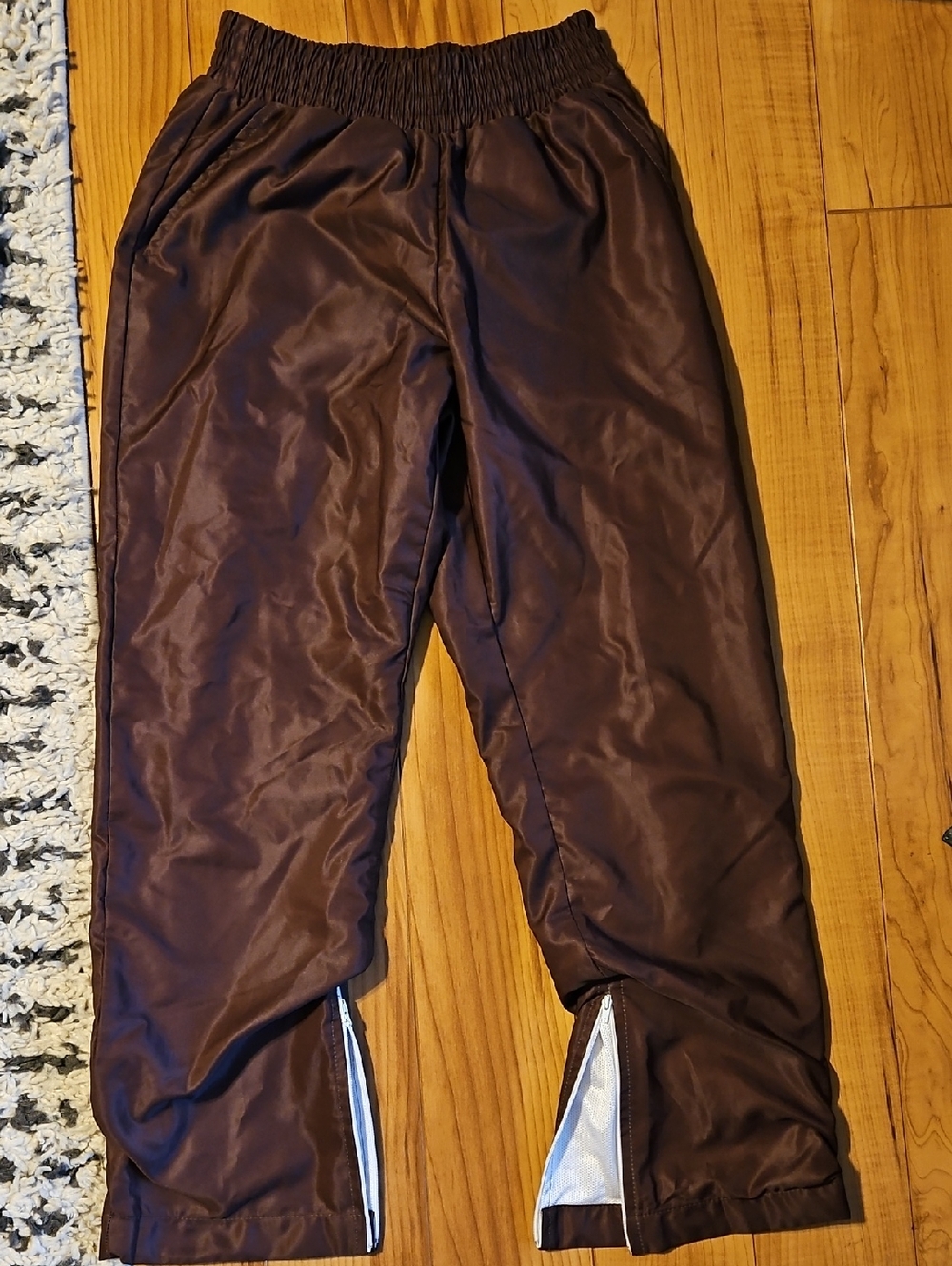 Brown Nylon Cheer Warm Up Pants with Zip Ankles